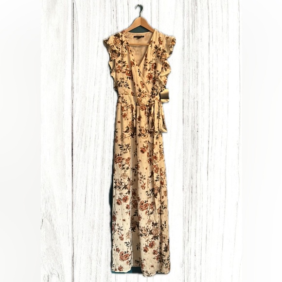 Boston Proper Dresses & Skirts - Boston Proper Floral Autumn Metallic Wrap Dress